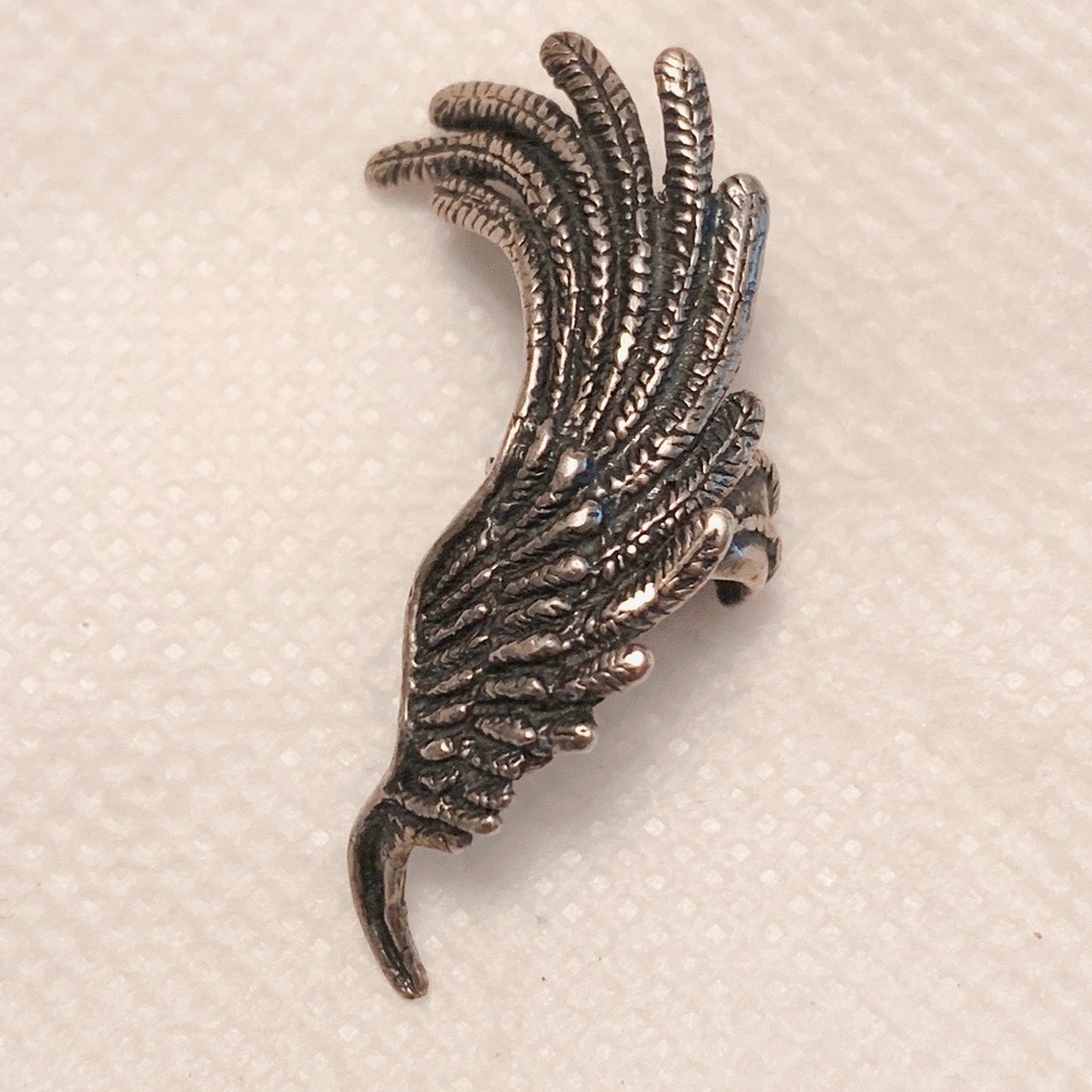 Silver Wing large huggie earring